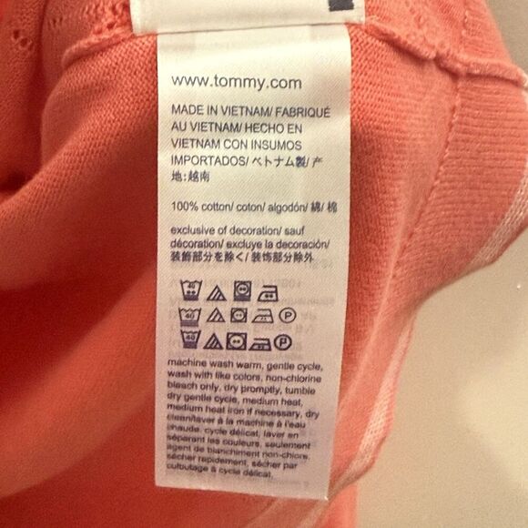 NEW Tommy Hilfiger Argyle Knit Sweater Womens XXL Coral V-neck Preppy Classic - Picture 6 of 8